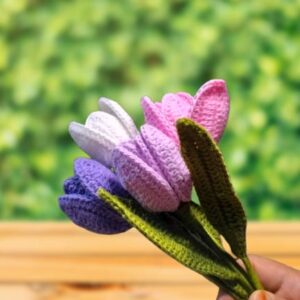 Crochet Open Tulip (Pack of 4) Purple | Light Purple | Pink | White