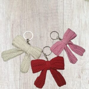 Crochet Bow-Shaped Keychains (Pack of 3)
