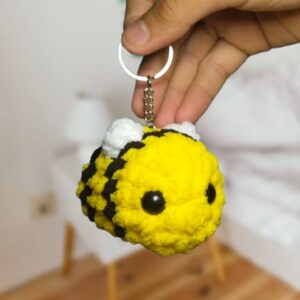 Handmade-Crochet Honeybee Keychain